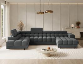 sofa lova - Eltap Kampinė sofa-lova Feraria, pilka (Gray), 202 x 358 cm x 93 cm - 8 nuotrauka