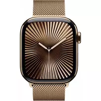 milanesas - Apple Watch Series 10 GPS + Cellular 42mm Gold Titanium Case with Gold Milanese Loop - 3 nuotrauka