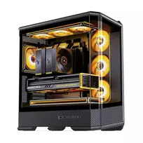 pc case - Jonsbo D400 PC-kompiuterio korpusas, Midi Tower, ATX, Tempered Glass - juodos spalvos - 2 nuotrauka