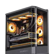 pc case - Jonsbo D400 PC-kompiuterio korpusas, Midi Tower, ATX, Tempered Glass - juodos spalvos - 5 nuotrauka