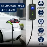 type2 16a - Qoltec 52470 Mobilus įkroviklis EV 2-in-1 Tipas 2, 3.5kW, 230V - 3 nuotrauka