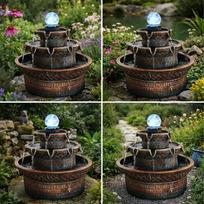 fontanas - Realprices Dekoratyvinis stalo fontanas su LED, 24 x 24 x 21 cm - 9 nuotrauka