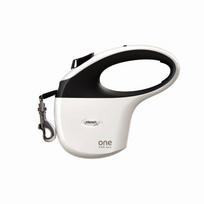 one s - FLEXI One for All M 5 m balta-juoda automatinis pavadėlis šunims iki 30 kg - 2 nuotrauka