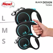 suns pavadeliais - FLEXI ištraukiamas pavadėlis Black Design M, 5 m juosta, mėlyna spalva - 3 nuotrauka