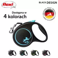 suns pavadeliais - FLEXI ištraukiamas pavadėlis Black Design M, 5 m juosta, mėlyna spalva - 4 nuotrauka