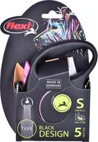 m s - FLEXI ištraukiamas pavadėlis „Black Design S“ su 5 m juosta, rausvos spalvos - 2 nuotrauka