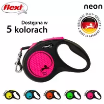 flexi m tape 5 m - FLEXI New Neon S Tape 5 m pink automatinis pavadėlis - 3 nuotrauka