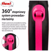 flexi m tape 5 m - FLEXI New Neon S Tape 5 m pink automatinis pavadėlis - 4 nuotrauka