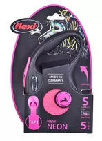 flexi m tape 5 m - FLEXI New Neon S Tape 5 m pink automatinis pavadėlis - 8 nuotrauka