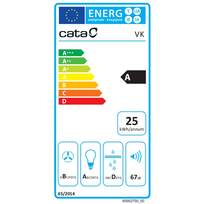 gartraukis 60 cm - CATA Hood | VK 6000 X | Wall mounted | Energy efficiency class A | Width 60 cm | 395 m³/h | Mechanical control | LED | Inox | 02061606 - 3 nuotrauka