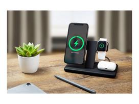 belaidis pakrovejas - Fixed | MagPowerstation 3-in-1 wireless charging stand with MagSafe mount support | FIXMPOS-BK | Black - 3 nuotrauka