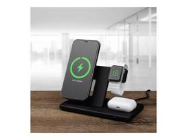 belaidis pakrovejas - Fixed | MagPowerstation 3-in-1 wireless charging stand with MagSafe mount support | FIXMPOS-BK | Black - 4 nuotrauka