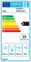 imontuojamas gartraukis - CATA Hood | ARONA 60 X | Canopy | Energy efficiency class A | Width 59.5 cm | 766 m³/h | Electronic | LED | Inox | 02186311 - 2 nuotrauka