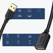 usb prailginimo - Ugreen USB 3.0 extended cable 2m Black - 3 nuotrauka