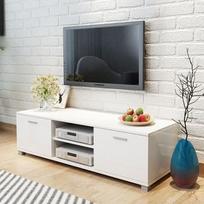 vidaXL TV staliukas, labai blizgus, baltas, 140x40,3x34,7 cm