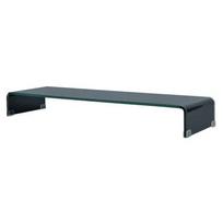 vidaXL TV stovas/monitoriaus pakyla, juodas stiklas, 100x30x13 cm