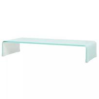 vidaXL TV stovas/monitoriaus pakyla, baltas stiklas, 70x30x13 cm