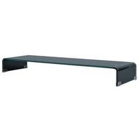 vidaXL TV stovas/monitoriaus pakyla, juodas stiklas, 110x30x13 cm
