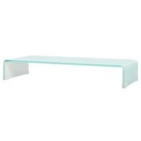 vidaXL TV stovas/monitoriaus pakyla, baltas stiklas, 80x30x13 cm