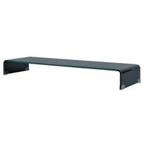 vidaXL TV stovas/monitoriaus pakyla, juodas stiklas, 120x30x13 cm