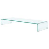 vidaXL TV stovas/monitoriaus pakyla, skaidrus stiklas, 90x30x13 cm