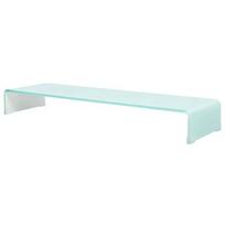 vidaXL TV stovas/monitoriaus pakyla, baltas stiklas, 100x30x13 cm