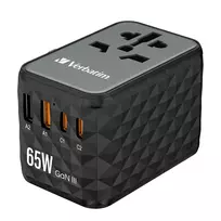 usb c 65w gan - Verbatim Universalus kelioninis adapteris UTA-05 GaN III 65W Juodas (Black) 32120 - 3 nuotrauka