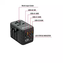 usb c 65w gan - Verbatim Universalus kelioninis adapteris UTA-05 GaN III 65W Juodas (Black) 32120 - 5 nuotrauka