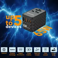 usb c 65w gan - Verbatim Universalus kelioninis adapteris UTA-05 GaN III 65W Juodas (Black) 32120 - 8 nuotrauka
