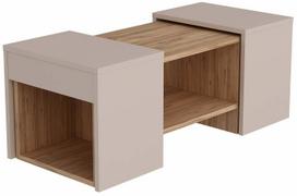 Kavos staliukų komplektas Kalune Design Sartos, smėlio sp./pine, 30 - 40 cm x 100 cm x 37 - 40 cm, 3 vnt.