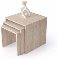 Kavos staliukų komplektas Kalune Design Flex, travertine sp., 40 - 50 cm x 50 cm x 40 - 50 cm, 3 vnt.