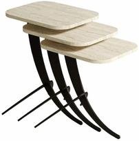 Kavos staliukų komplektas Kalune Design Pion 3, travertine sp., 45 cm x 35 cm x 48.5 - 60 cm, 3 vnt.