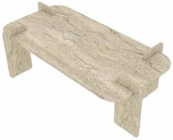 Kavos staliukas Kalune Design Lovge, travertine sp., 60 cm x 120 cm x 35 - 40 cm