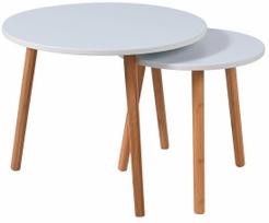 Kavos staliukų komplektas Amira, ruda sp./balta sp., 40 - 55 cm x 55 cm x 40 - 45 cm, 2 vnt.