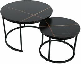 Kavos staliukų komplektas Paola Duo, juoda sp., 50 - 70 cm x 70 cm x 39 - 47 cm, 2 vnt.