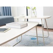 medzio kavos staliukas - Kavos staliukų komplektas Home4you Duo, smėlio sp., 75 - 120 cm x 48 cm x 40 - 48 cm, 2 vnt. - 4 nuotrauka