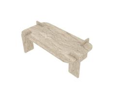 travertinas - Kavos staliukas Kalune Design Lovge, travertine sp., 60 cm x 120 cm x 35 - 40 cm - 2 nuotrauka