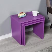 Kavos staliukų komplektas Kalune Design, violetinė sp., 55 cm x 40 cm x 47 cm, 3 vnt.
