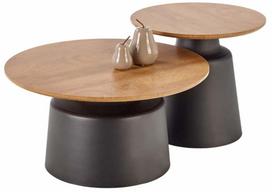Kavos staliukų komplektas Malomi, ruda sp./juoda sp., 50 - 70 cm x 70 cm x 36 - 45 cm, 2 vnt.