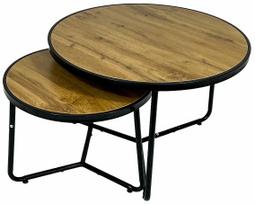 Kavos staliukų komplektas Lars, ruda sp./juoda sp., 50 - 70 cm x 70 cm x 39 - 47 cm, 2 vnt.