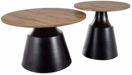 Kavos staliukų komplektas Itaka, ruda sp./juoda sp., 50 - 70 cm x 70 cm x 40 - 50 cm, 2 vnt.