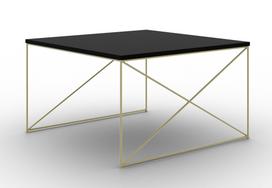 Kavos staliukas ADRK Nelia, aukso sp./juoda sp., 75 cm x 75 cm x 43 cm