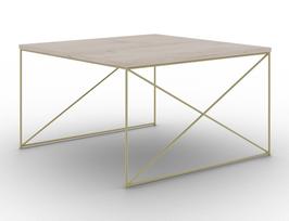 Kavos staliukas ADRK Nelia, skaidri sp./ruda sp./aukso sp., 75 cm x 75 cm x 43 cm