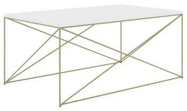 Kavos staliukas ADRK Dante Shine, aukso sp./balta sp., 100 cm x 60 cm x 43 cm