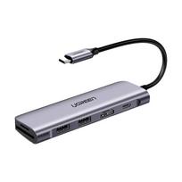 hdmi - Ugreen CM195 6in1 USB-C adapteris HDMI, 2x USB-A 3.0, USB-C PD, SD/TF - Pilkas (Gray) - 3 nuotrauka