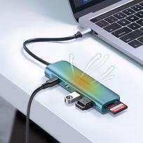hdmi - Ugreen CM195 6in1 USB-C adapteris HDMI, 2x USB-A 3.0, USB-C PD, SD/TF - Pilkas (Gray) - 7 nuotrauka