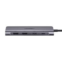hdmi - Ugreen CM195 6in1 USB-C adapteris HDMI, 2x USB-A 3.0, USB-C PD, SD/TF - Pilkas (Gray) - 9 nuotrauka