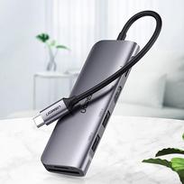 hdmi - Ugreen CM195 6in1 USB-C adapteris HDMI, 2x USB-A 3.0, USB-C PD, SD/TF - Pilkas (Gray) - 10 nuotrauka
