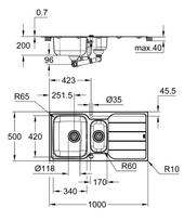 nerudijancio plieno su kriaukle - Nerūdijančio plieno plautuvė Grohe K500, 31572SD0 - 2 nuotrauka