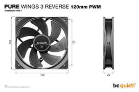 120mm fan - Be Quiet! Pure Wings 3 Reverse PWM 120mm Juodas (Black) 3-Pack - 2 nuotrauka